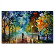 SHIYAO 1 PCS Hand-Painted 3D Oil Paintings Modern Canvas Large Wall Art Abstract Contemporary Artwork Night Rainy Street Living Room Bedroom Dinning Room Wall Decor (Without Frame)(30x40cm)