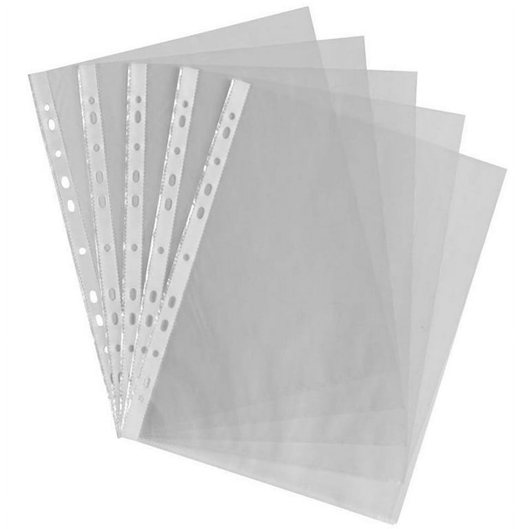 SHIYAO 100 Pcs A4 Clear Plastic Punched Pockets Filing Folders Wallets  Sleeves value pack