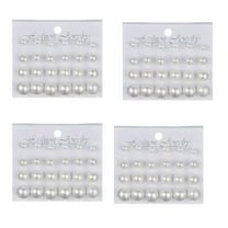 SHIYAO 4 Set New Fashion 6mm/8mm/10mm/12mm 12 pairs/set Simulated Pearl Earrings For Women Jewelry Pendientes Fashion Stud Earrings(White)