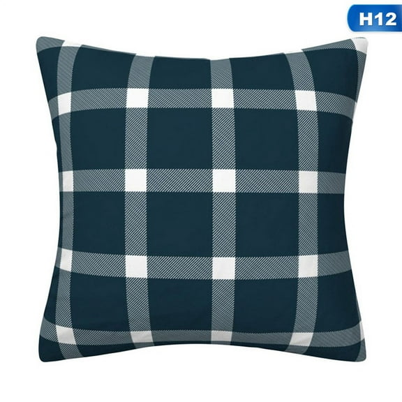 SHIYAO 45*45cm Christmas Plaid Stripe Flax Pillowcase Simple Home Decoration Double-sided Pillowcase Sofa Cushion Cover