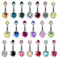 SHIYAO 5/10/12/15/20Pcs Belly Button Ring Double Multicolor CZ Stainless Steel Navel Body