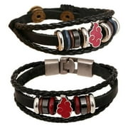 SHIYAO Anime NARUTO Akatsuki Uchiha Itachi Cosplay Accessories Jewelry Red Cloud Symbol PU Leather Wristband Bracelet(2 Colors)