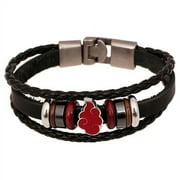 SHIYAO Anime NARUTO Akatsuki Uchiha Itachi Cosplay Accessories Jewelry Red Cloud Symbol PU Leather Wristband Bracelet(Style 2)