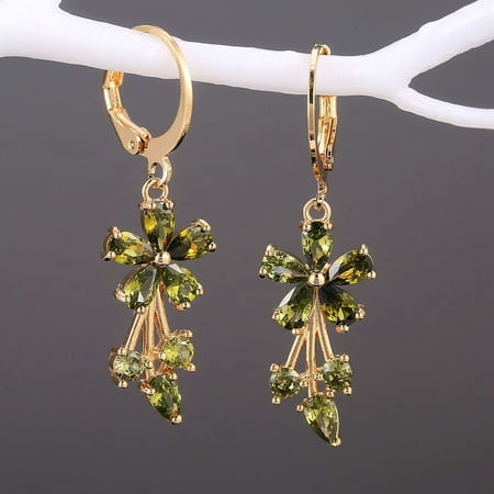 SHIYAO Clip on Earrings for Women Flower Sparkly Crystal Elegant Cubic Zirconia Pierceing Earrings