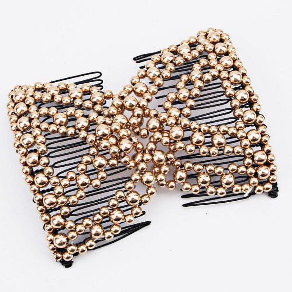 SHIYAO Portable Mini Size Women Double Insert Beaded Hair Comb Clip