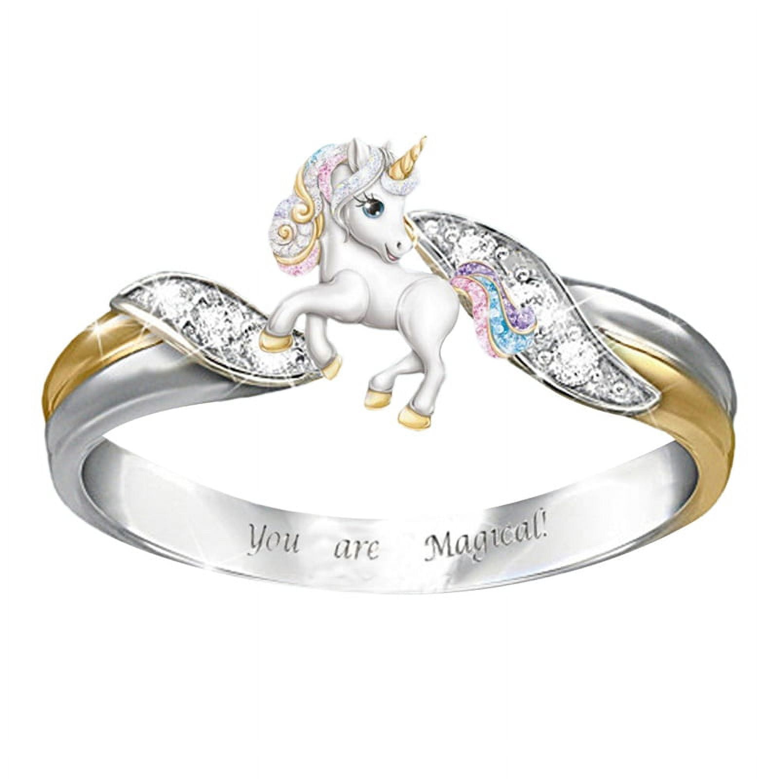 Rainbow unicorn ring deals