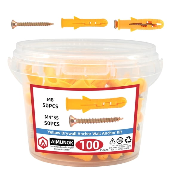 SHIYOU-100PCS Plastic Drywall Wall Anchors Screw Assorment Kit, Self Tapping Screws and Ribbed Wall Anchors, Assorted Sizes Wall Plug Bolts Expansion Bolt for Wallboard Concrete Pciture Hanging