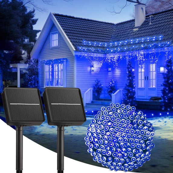 SHIYOU-2-Pack 400LED 170FT Total Solar Outdoor Lights IP65 Waterproof ...