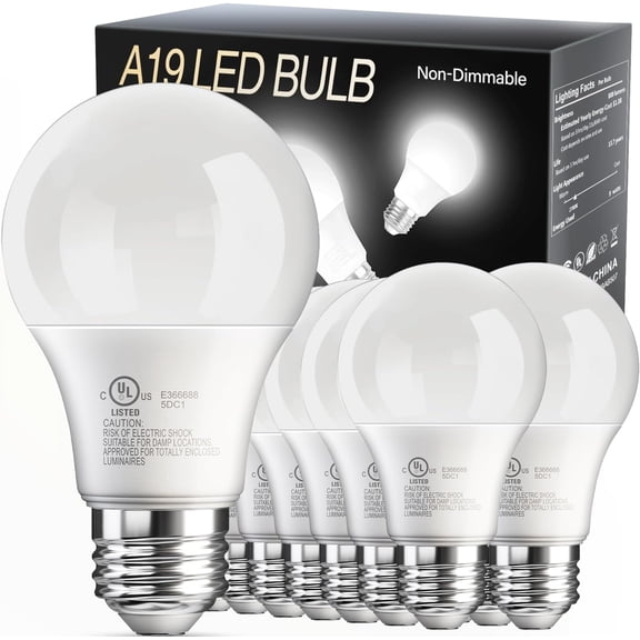 SHIYOU-24 Pack A19 LED Light Bulbs, 4000K Nature White, 9W(60W Equivalent), 800 Lumens, E26 Standard Base, Energy Saving LED Bulb, Non-Dimmable, UL Listed and FCC Certified, for Bedroom Living Room