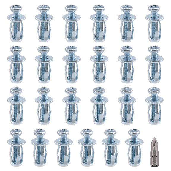 SHIYOU-25Pcs M5 x 25 Jack Nuts Petal Expansion Nut Thins Fixings Dowels With Screws and Phillips Insert Bit Hex Shank Assembly for Hollow Wall Iron Skin Line Use in Thin Soft Wall