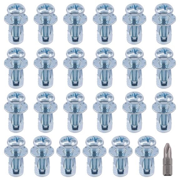 SHIYOU-25Pcs M6 x 25 Jack Nuts Petal Nuts Expansion Nut Thins Fixings Dowels with Screws and Phillips Insert Bit Hex Shank Assembly for Hollow Wall Iron Skin Line Use in Thin Soft Wall