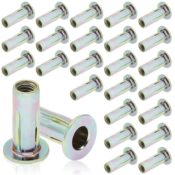 SHIYOU-25Pcs Steel Multi Grip Rivet Nuts Pre Bulbed Shank Zinc-Plated Flat Head Threaded Insert Nut Construction Fasteners for Industrial (5/16-18)