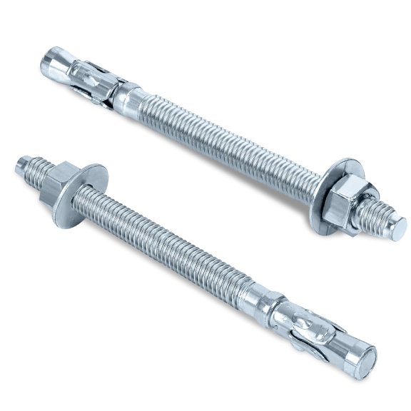SHIYOU-3/8 x 4 Wedge Anchor, Zinc-Plated Carbon Steel Screw Bolt nut Expansion Head kit to Drill Wall, 10 PCS