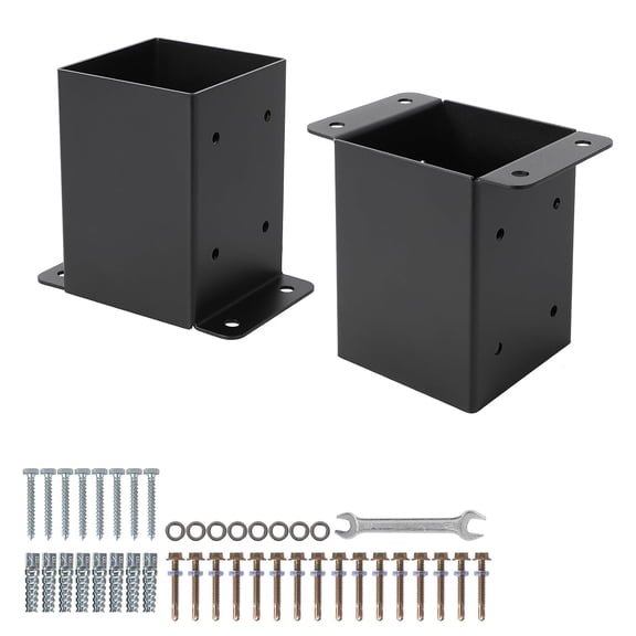 SHIYOU-4x4 Post Base for Deck,2 Pack Post Anchor with Bolts and Hardware Kit,Post Holder for Fence and Deck