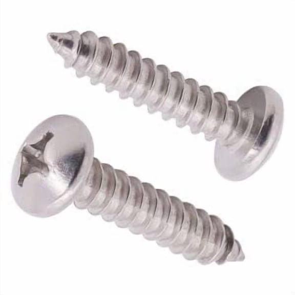 SHIYOU-#6 x 5/8" Pan Head Phillps Drive Self Tapping Screws, 304 Stainless Steel, Cross Recessed Pan Head Wood Screws, Sheet Metal Tek Screws, 100 PCS