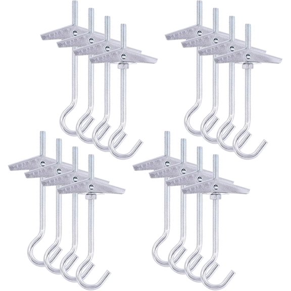 SHIYOU-64Pcs M575 Heavy Duty Carbon Steel Ceiling Hooks Spring Toggle Wing Bolts Wall Fixing Ceiling Hooks Pothook Wall Fixing Anchors Ceiling for Hanging Plants