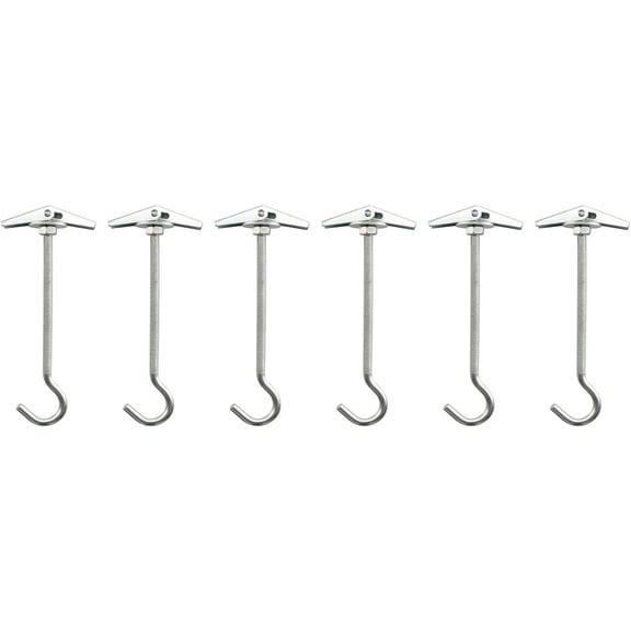 SHIYOU-6pcs Stainless Steel Heavy Duty Ceiling Hooks Toggle Bolt Hook 4x90mm with Wing Nuts for Precast Slab Hollow Brick Ceiling Installation Hanging