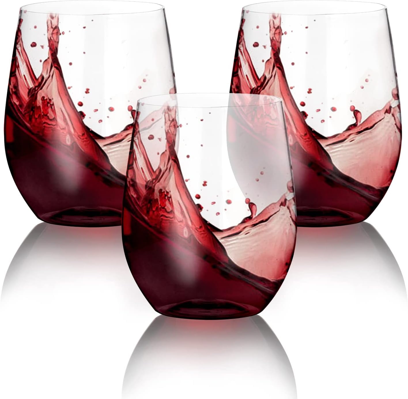 FOX & GRAPES Plastic Stemmed Wine Glasses - Unbreakable, Shatterproof, Set Of 20, 16oz (Pink) - View #8