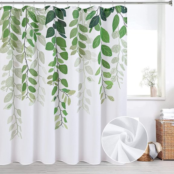 SHIYOU-Green Leaves Shower Curtains 72x78 inches for Bathroom Watercolor Fren Eucalyptus Shower Curtain Set Vine Botanical Garden Jade Green Natural Bath Curtain Spring Bathroom Decor