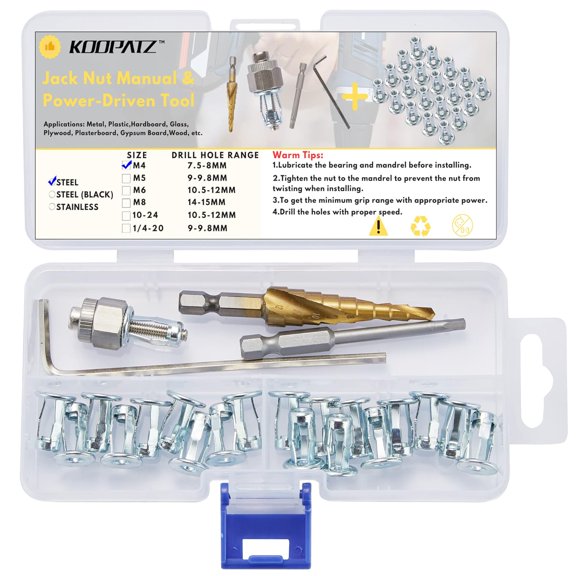 SHIYOU-M4 Jack Nut with Installation Tool Threaded Insert Petal Nuts Nutserts Jacknut Srew Anchor Spider Rivnut Blind for Plastic Polywood Pressboard Hardboard