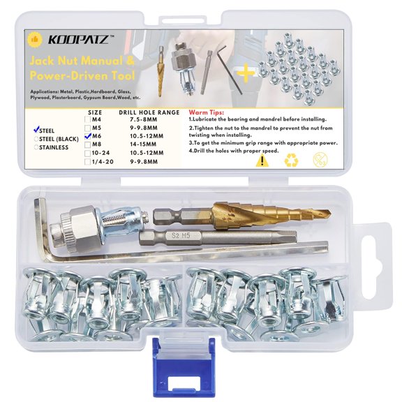 SHIYOU-M6 Jack Nut with Installation Tool Threaded Insert Petal Nuts Nutserts Jacknut Srew Anchor Spider Rivnut Blind for Plastic Polywood Pressboard Hardboard Thin Board Hollow Wall