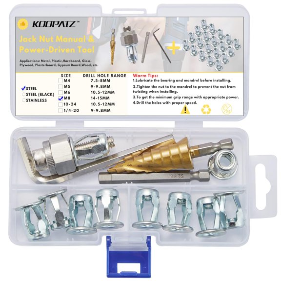 SHIYOU-M8 Jack Nut with Installation Tool Threaded Insert Petal Nuts Nutserts Jacknut Srew Anchor Spider Rivnut Blind for Plastic Polywood Pressboard Hardboard