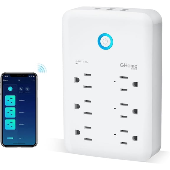 SHIYOU-Plug Outlet Extender, USB Wall Charger with 3 Individual Smart Outlets and 3 Smart USB Ports, Works with Alexa Google Home, Surge Protector Plug Extender for APP Control,15A/1800W