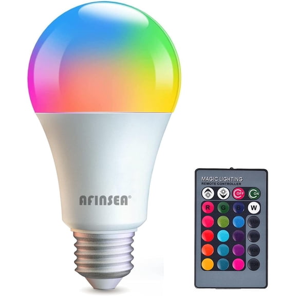SHIYOU-RGB Color Changing Light Bulbs,RGB LED Light Bulbs,9W Warm White 6500K,40W Equivalent,16 Color Multicolor A19 E27/E26 Dimmable Memory Function, for Home Decoration,Stage,Bar,Party