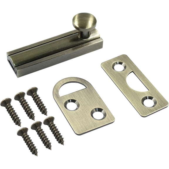 SHIYOU-Sliding Deadbolt, Heavy Duty Solid Brass Surface Bolt, Door Slide Lock Anti Theft Security Door Latch Lock with Screws(Bronze,2 Inch)