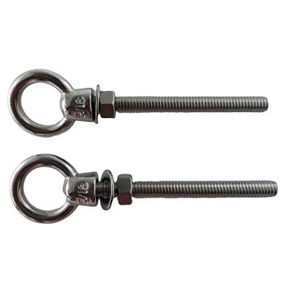 SHIYOU-US STAINLESS 2 Pieces Stainless Steel 316 (Shape Type 307) Lifting Eye Bolt 5/16" UNC x 120mm Marine Grade Pitch of 18