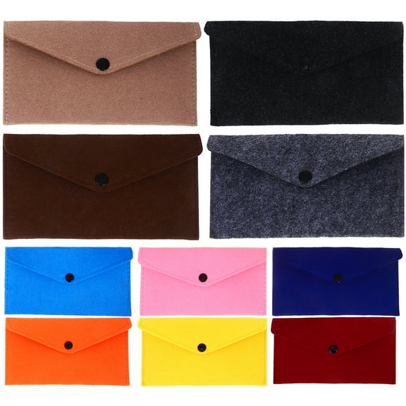 SHIYUU 10Pcs Felt Pockets Snap Button Envelopes Phone Storage Envelops Small Pockets Felt Storage Bag