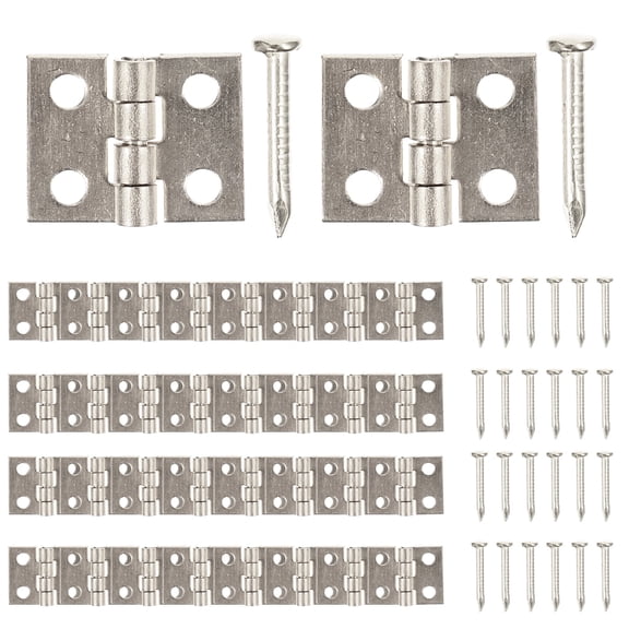 Mobutofu Vintage Small Hinges Silver for Wooden Jewelry Boxes Smooth Edges 50Sets