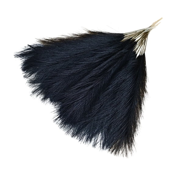 SHJHENG 10 Pcs Black Artificial Pampas Grass - Fluffy Faux Reed Stems for Vase, Table, Fireplace, and Halloween Gothic Home Decor, 17 Inch Tall Branches