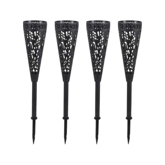 SHJHENG 2/4-Piece Decorative Ground Stake Vase – Metal Cemetery Flower Holder with Ornate Cutout Design, Sturdy Garden Floral Display Stand for Outdoor Memorials