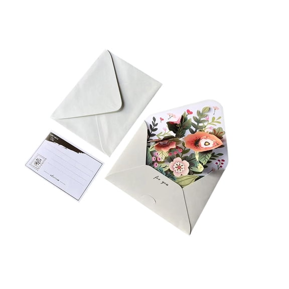 SHJHENG 3D Pop Up Flower Greeting Card with Envelope and Mini Card, Popup Floral Note Card for All Occasions, Wedding, Birthday, Valentines Day