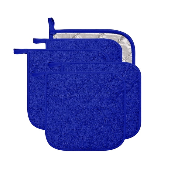 SHJHENG 4-Pack Thick Cotton Pot Holders – Quilted Heat Resistant Potholders for Kitchen, Soft Terry Cloth Hot Pads with Hanging Loop, Durable Oven Mitts Alternative