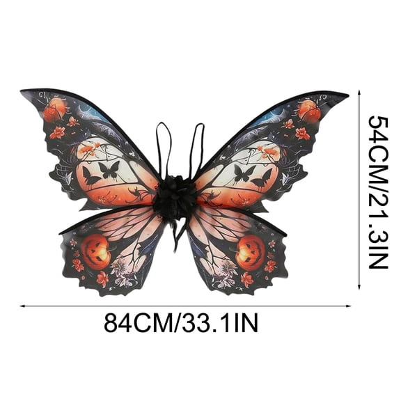 SHJHENG 84x54cm Halloween Fairy Butterfly Wings Costume Accessory, Adjustable Straps Large Printed Elf Wing Prop, Cosplay Masquerade Party Dress Up Wings for Adult Women Halloween Photo
