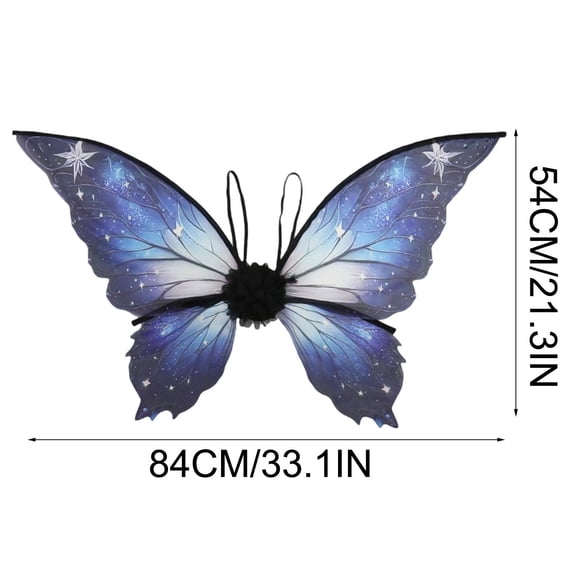 SHJHENG 84x54cm Halloween Fairy Butterfly Wings Costume Accessory, Adjustable Straps Large Printed Elf Wing Prop, Cosplay Masquerade Party Dress Up Wings for Adult Women Halloween Photo