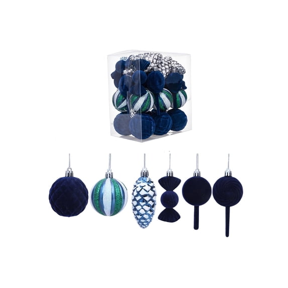 SHJHENG Christmas Decorations 30 Piece Flocked Christmas Balls Christmas Decoration SetMultiple Styles Of Christmas Tree Decorations Can Used For Other Party