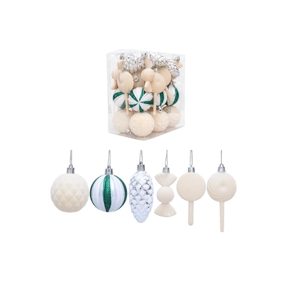 SHJHENG Christmas Decorations 30 Piece Flocked Christmas Balls Christmas Decoration SetMultiple Styles Of Christmas Tree Decorations Can Used For Other Party