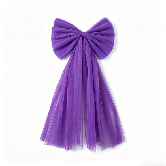 SHJHENG Christmas Snow Lace Bow Netted Long Flowing Ribbon Christmas Tree Top Decoration