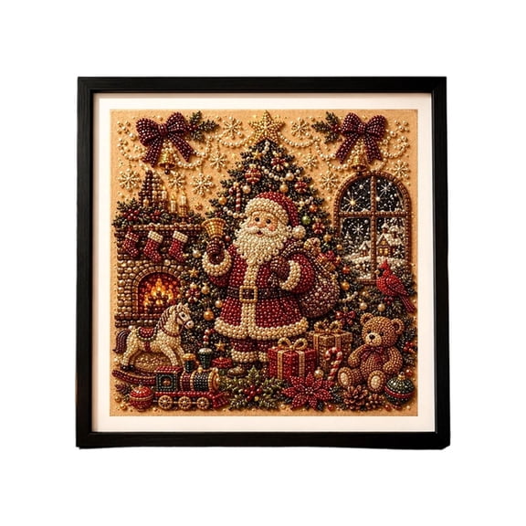 SHJHENG Christmas Theme Partial Special Shape Diamond Art Canvas Kit,Beaded Rhinestone Painting, Holiday Wall Art Decor, Seasonal Handmade Craft Gift for Home Indoor Decoration