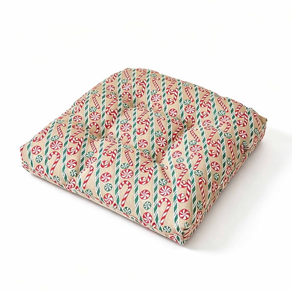 SHJHENG Christmas Tufted Chair Cushion - Soft Winter Seat Pad with Festive Snowflake, Pine Tree, and Forest Animal Print, Non-Slip Holiday Dining Kitchen Accent, 15.7x15.7 Inch