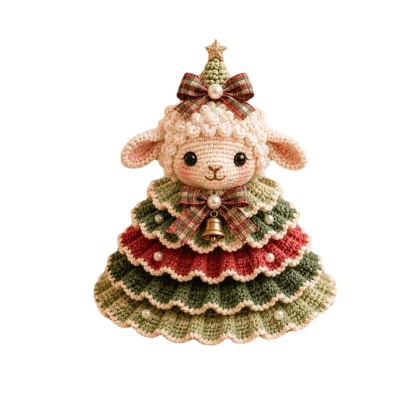 SHJHENG Crochet Animal Christmas Tree Kit, DIY Set with Owl Cat & Sheep ...