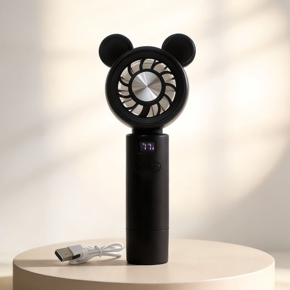 SHJHENG Cute Cartoon Handheld Fan with Digital Display, USB ...