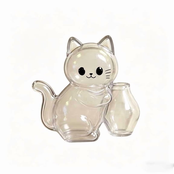 SHJHENG Cute Cat Shaped Magnetic Pet Fur Keepsake Box, Clear Transparent Pet Hair Memorial Storage Container, Refrigerator Mount Pet Memory Holder for Fur Whisker Collection