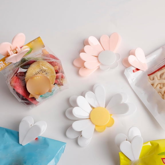 SHJHENG Cute Daisy Flower Magnetic Bag Clips 2-in-1 Fridge Magnet Decor and Snack Sealing Clips Reusable Food Bag Clips for Kitchen Storage