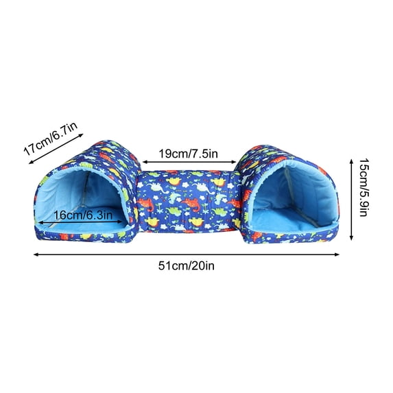 SHJHENG Double Tunnels Small Pet Warm Cotton Hideout Bed, Soft Plush Winter Sleeping Hut for Hamster Guinea Pig Rat Sugar Glider Small Animal Cage Accessory