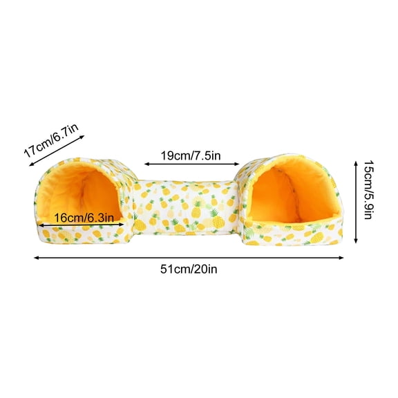 SHJHENG Double Tunnels Small Pet Warm Cotton Hideout Bed, Soft Plush Winter Sleeping Hut for Hamster Guinea Pig Rat Sugar Glider Small Animal Cage Accessory