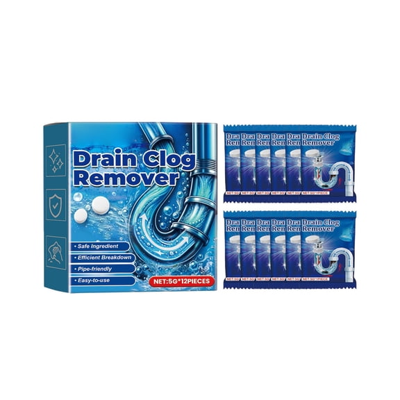 SHJHENG Drain Clog Remover Tablets, 12 Pack Foaming Pipe Cleaning Tablets for Kitchen Sink Bathroom Floor Drain Toilet, Dissolve Hair Grease Debris and Remove Odor